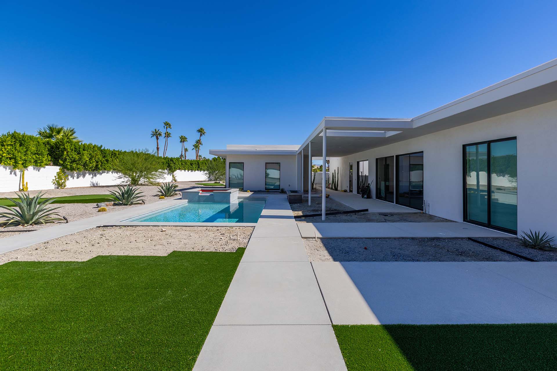 Modern Coachella Valley custom home with pool and desert landscaping